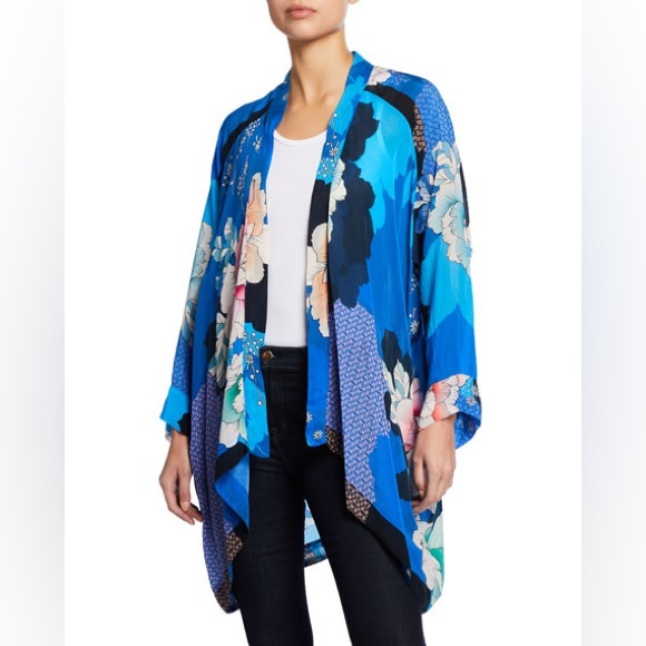Johnny Was Other - Johnny Was Petite Dolce Long-Sleeve Floral-Print Georgette Kimono Size L